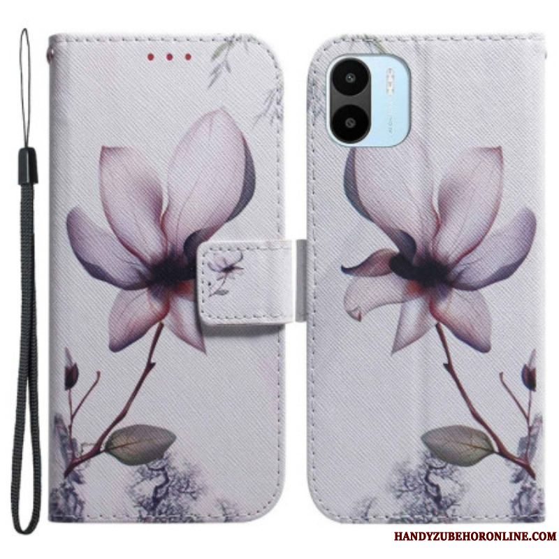 Læder Cover Xiaomi Redmi A1 Blomst Støvet Pink