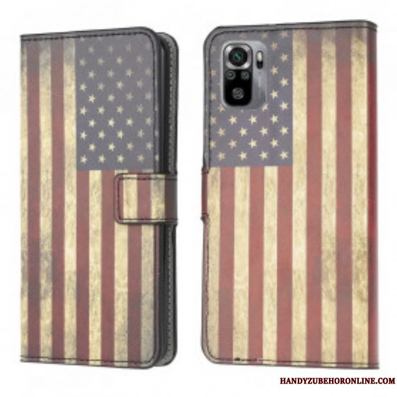 Læder Cover Xiaomi Redmi Note 10 / 10S Amerikansk Flag