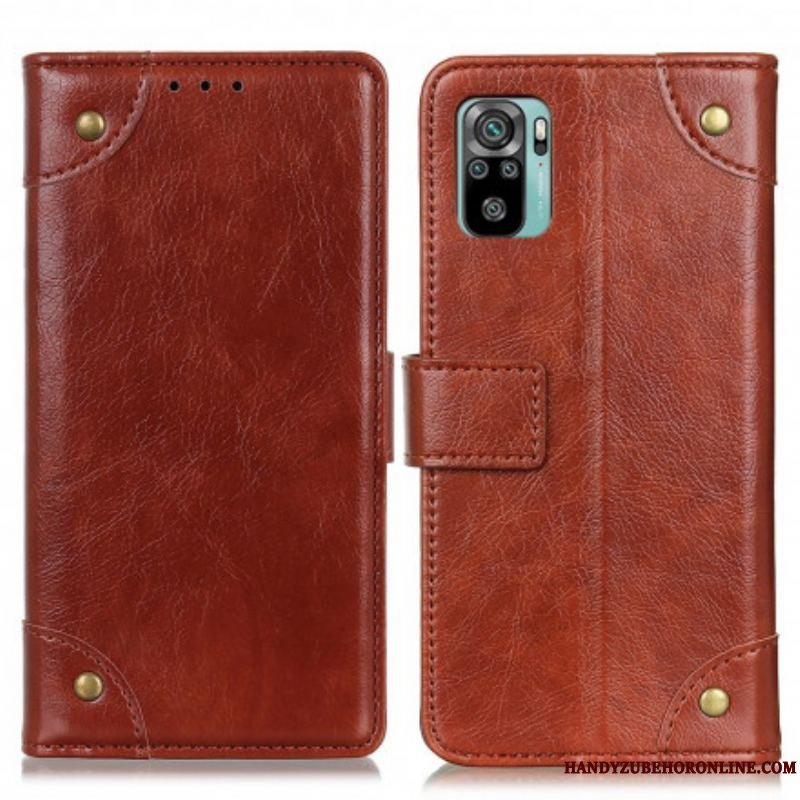 Læder Cover Xiaomi Redmi Note 10 / 10S Style Nappa Læder Vintage Nitter