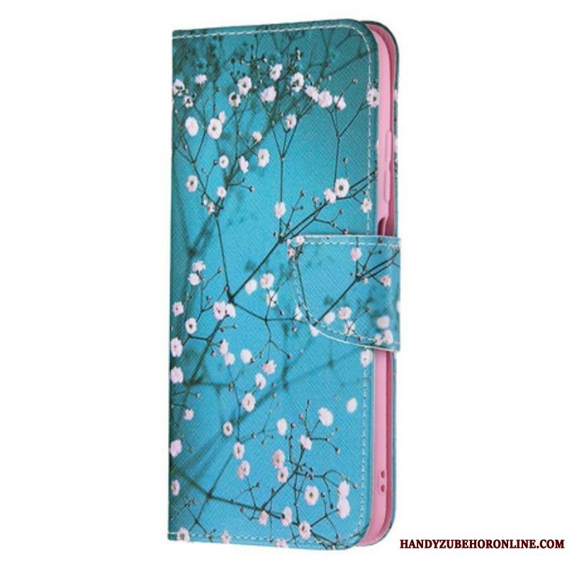 Læder Cover Xiaomi Redmi Note 10 5G Blomstrende Træ