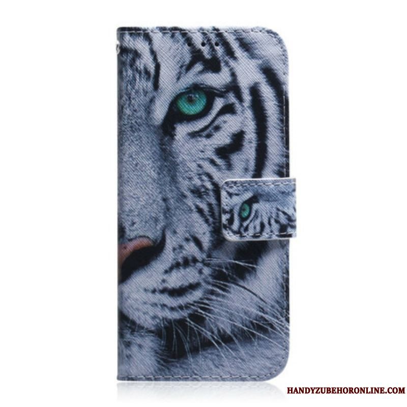 Læder Cover Xiaomi Redmi Note 10 5G Tiger Ansigt