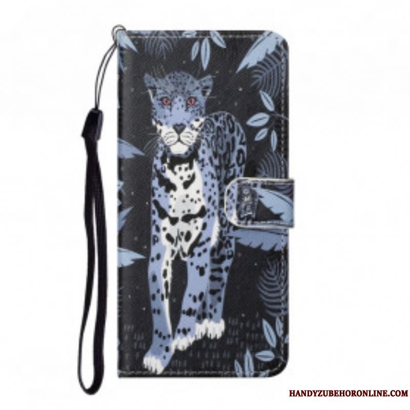 Læder Cover Xiaomi Redmi Note 10 Pro Med Snor Strappy Leopard