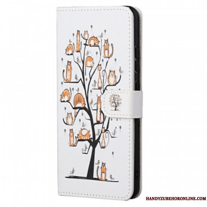 Læder Cover Xiaomi Redmi Note 11 / 11S Med Snor Funky Cats Med Rem