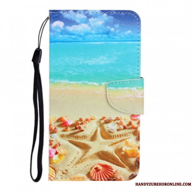 Læder Cover Xiaomi Redmi Note 11 Pro Plus 5G Med Snor Lanyard Beach