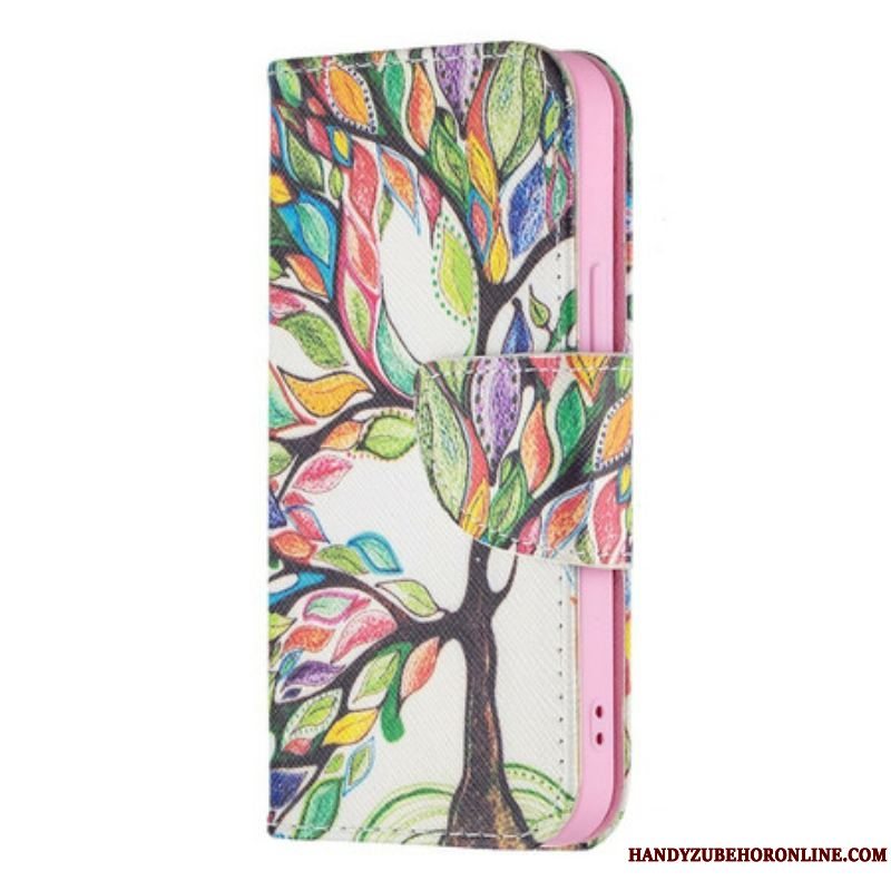 Læder Cover iPhone 13 Mini Farverigt Træ