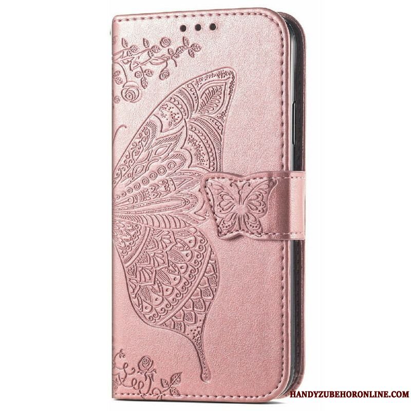 Læder Cover iPhone 13 Mini Halve Sommerfugle