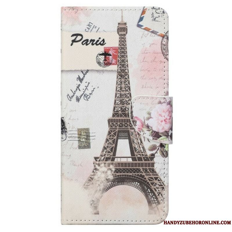 Læder Cover iPhone 13 Pro Max Retro Eiffeltårnet