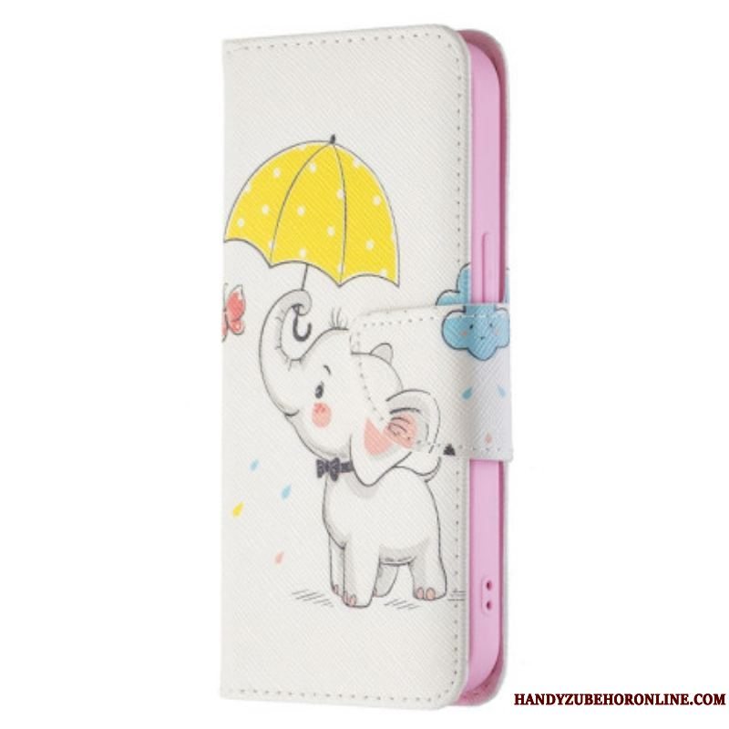 Læder Cover iPhone 15 Babyelefant