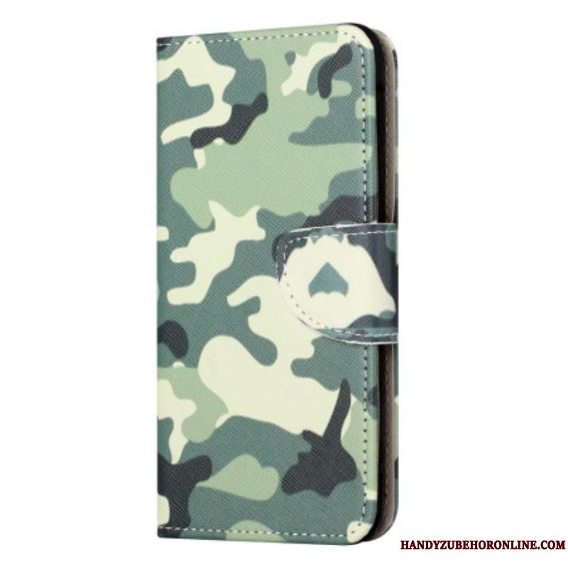 Læder Cover iPhone 15 Militær Camouflage
