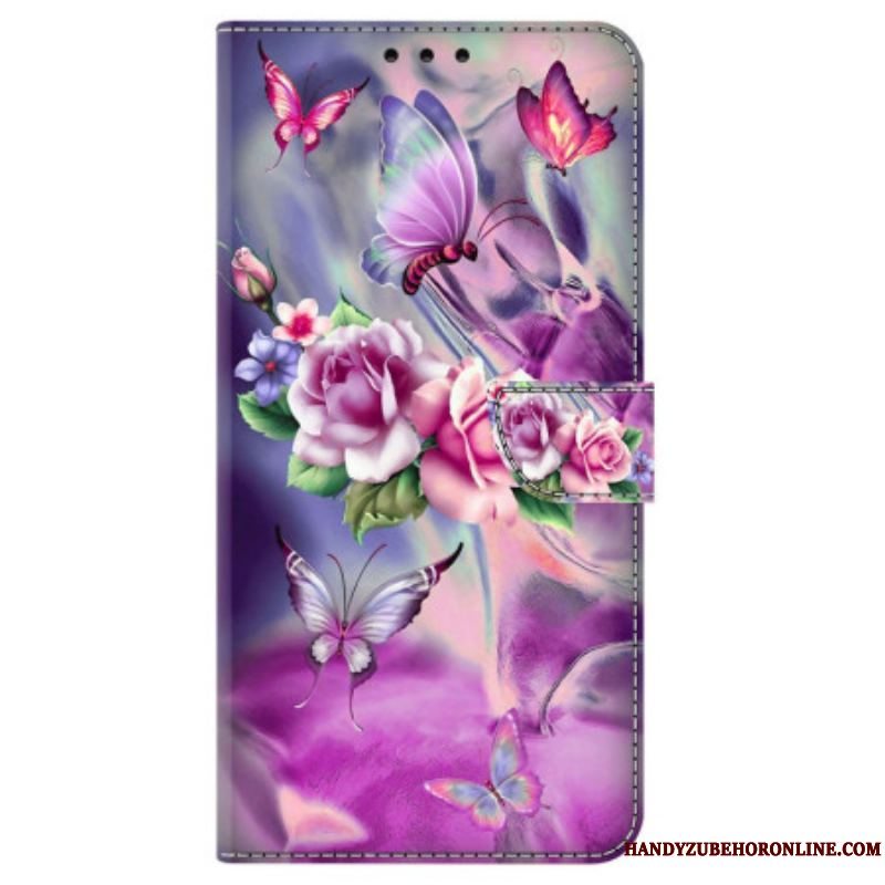 Læder Cover iPhone 15 Pro Smukke Blomster