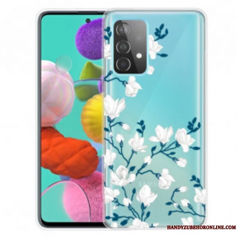 Mobilcover Samsung Galaxy A52 4G / A52 5G / A52s 5G Hvide Blomster