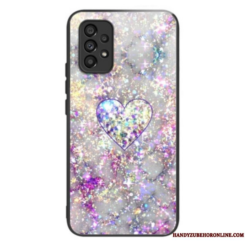 Mobilcover Samsung Galaxy A53 5G Glitter Hjerte Hærdet Glas