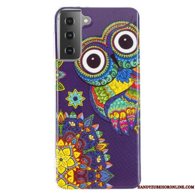 Mobilcover Samsung Galaxy S21 5G Fluorescerende Ugle Mandala