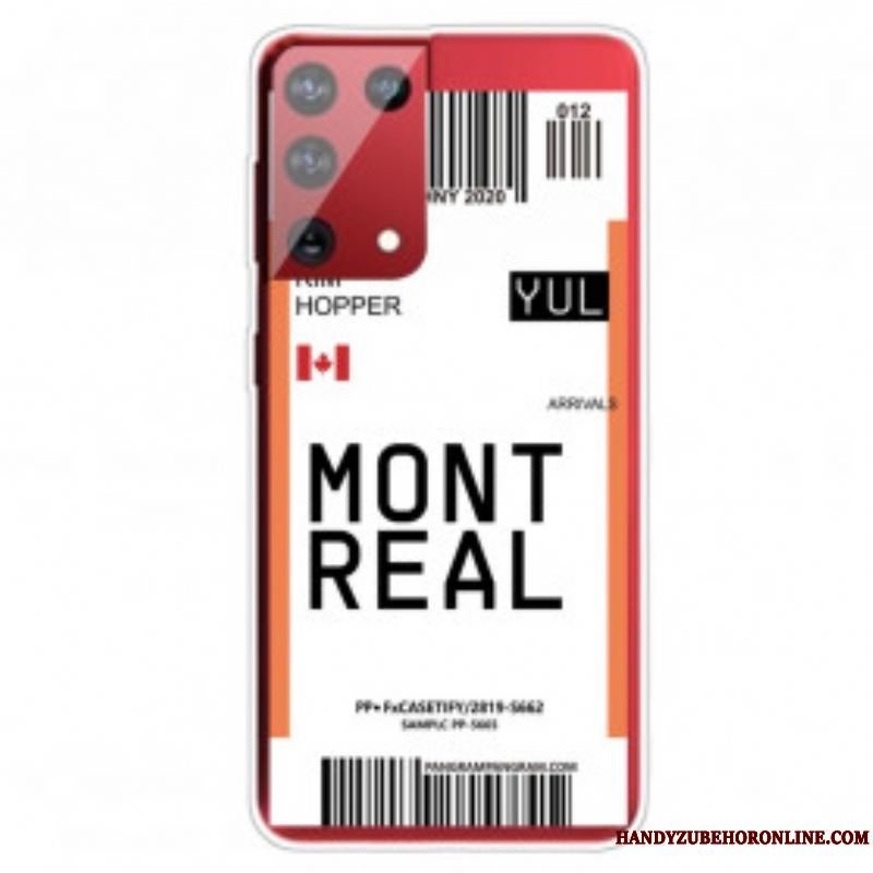 Mobilcover Samsung Galaxy S21 Ultra 5G Boardingkort Til Montreal