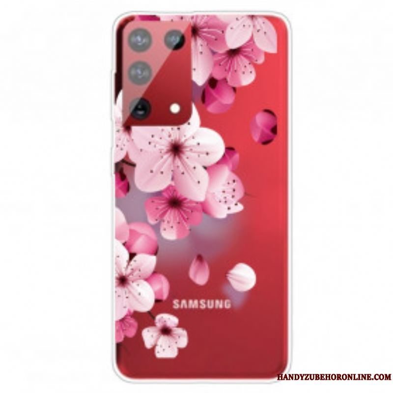 Mobilcover Samsung Galaxy S21 Ultra 5G Små Lyserøde Blomster