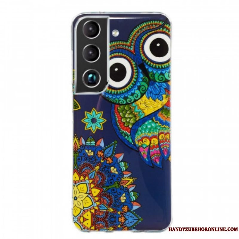 Mobilcover Samsung Galaxy S22 5G Fluorescerende Ugle Mandala