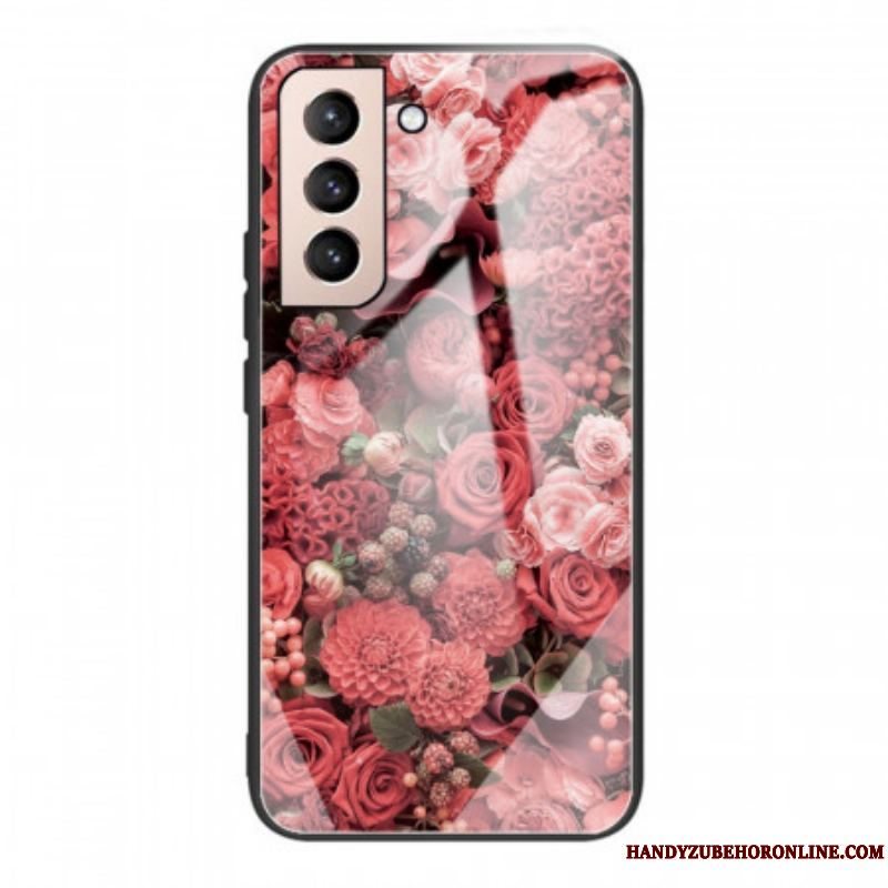 Mobilcover Samsung Galaxy S22 5G Rose Blomster Hærdet Glas