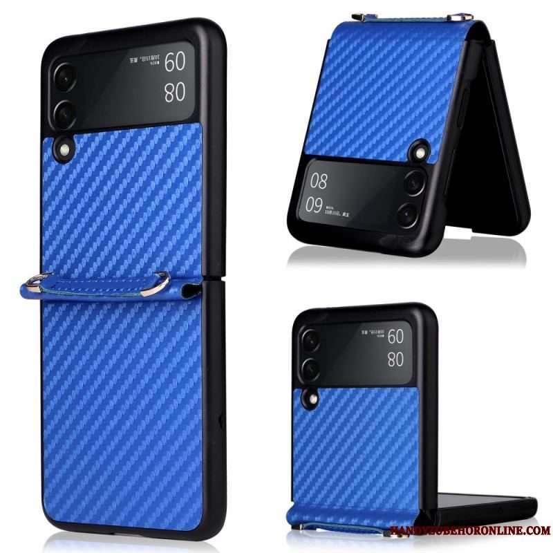 Mobilcover Samsung Galaxy Z Flip 3 5G Flip Cover Kulfiber Med Snor