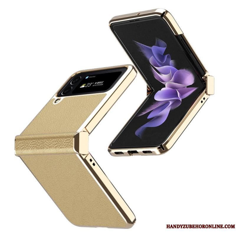 Mobilcover Samsung Galaxy Z Flip 4 Flip Cover Litchi Læder Metalkanter