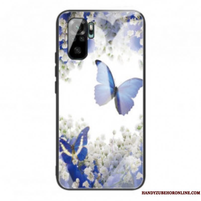 Mobilcover Xiaomi Redmi Note 10 / 10S Sommerfugle Design Hærdet Glas