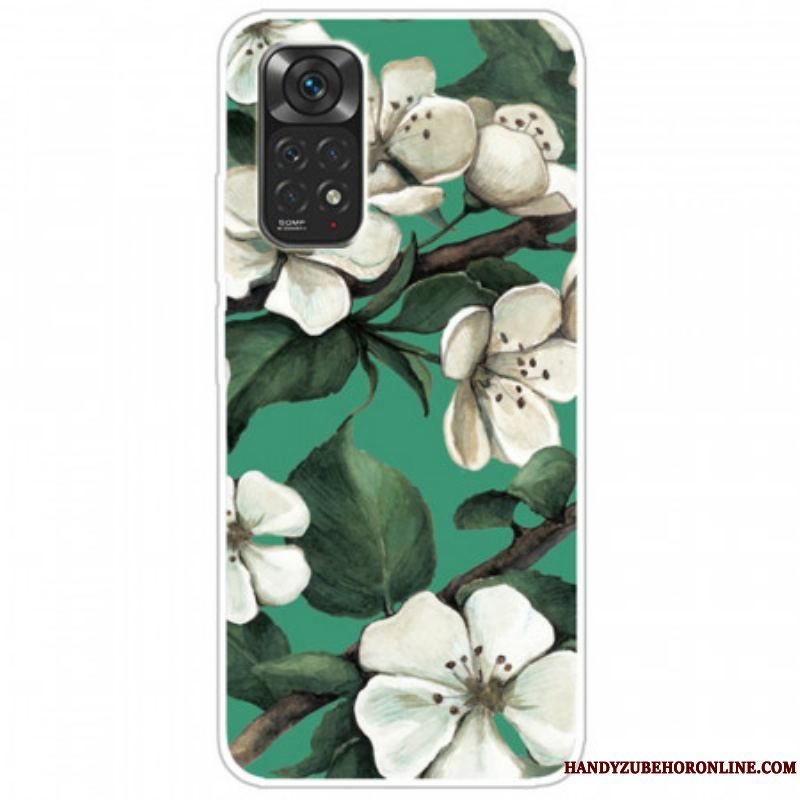 Mobilcover Xiaomi Redmi Note 11 / 11S Malede Hvide Blomster