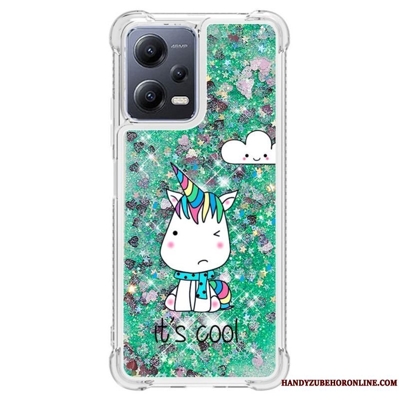 Mobilcover Xiaomi Redmi Note 12 5G Glitter Enhjørninger