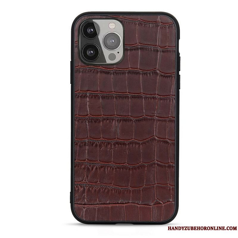Mobilcover iPhone 13 Pro Max Ægte Crocodile Texture Læder