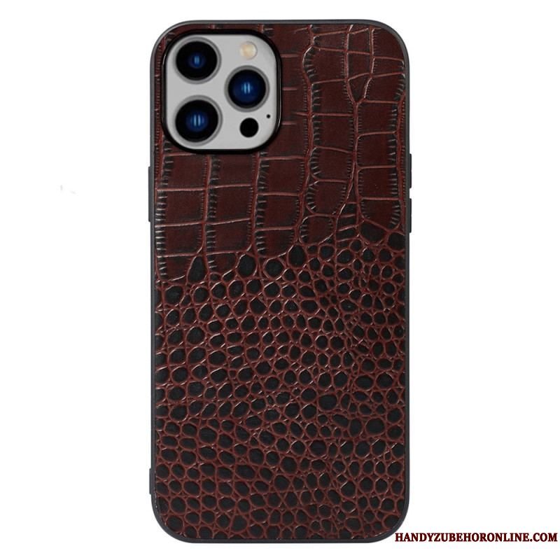 Mobilcover iPhone 14 Plus Ægte Crocodile Texture Læder