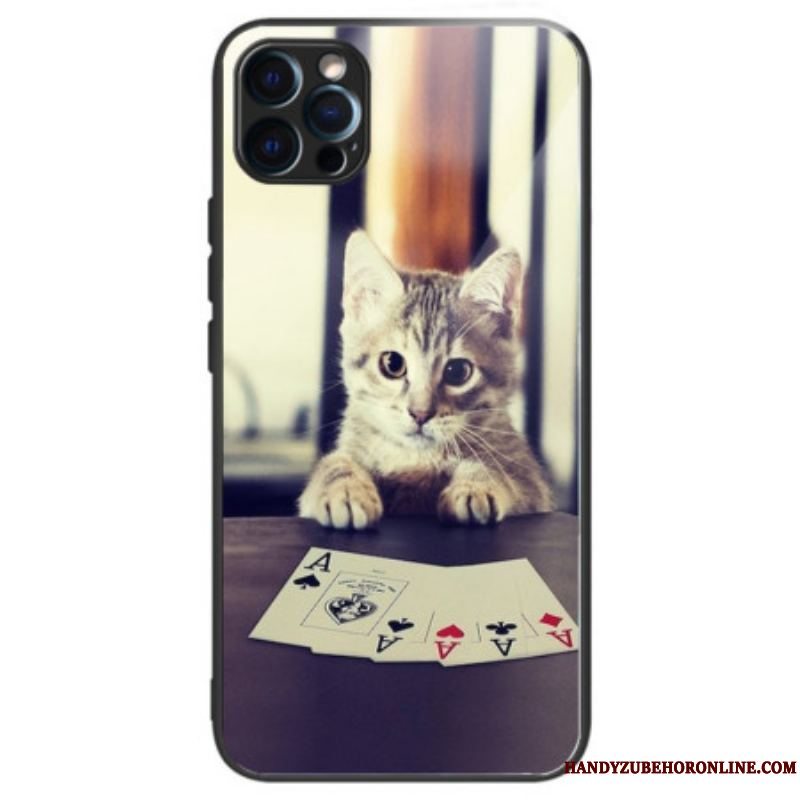 Mobilcover iPhone 14 Pro Max Poker Cat Hærdet Glas