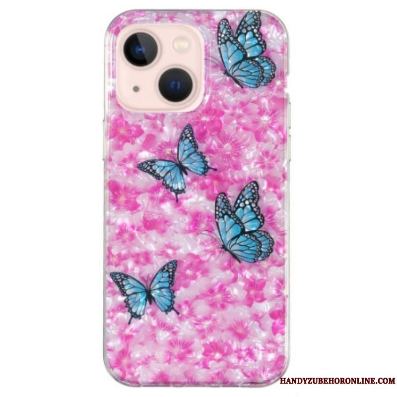 Mobilcover iPhone 15 Plus Blomster Og Sommerfugle